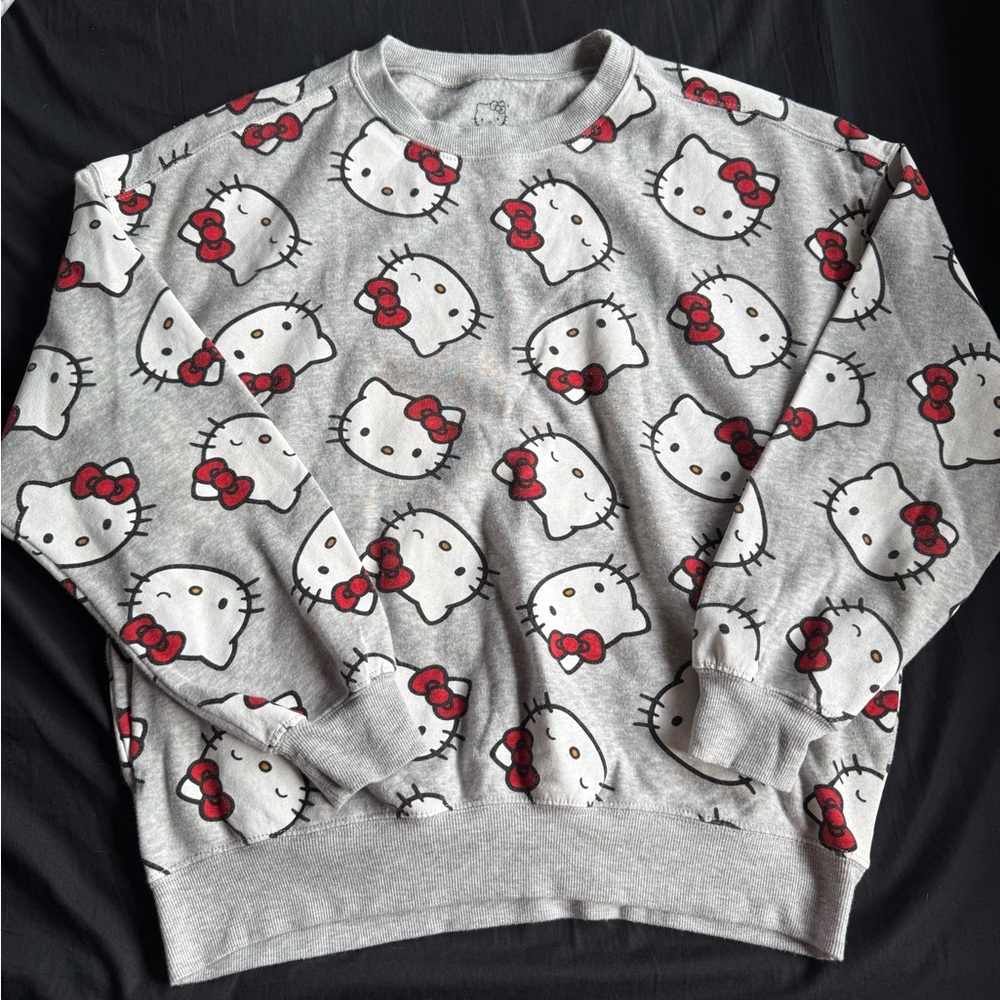 Hello Kitty Gray and Red Patterned Sweater